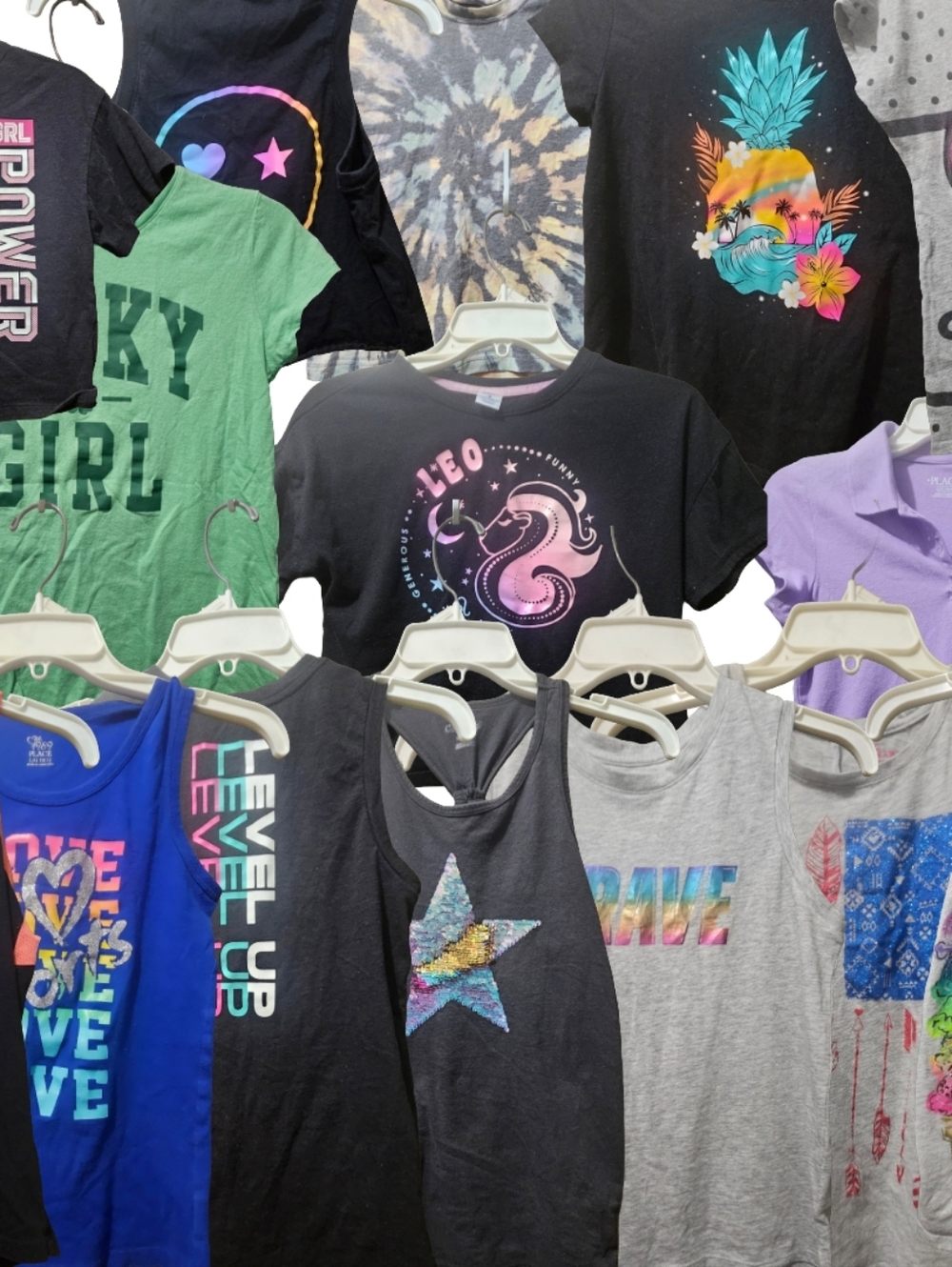 Bundle of 15 Girls Tops – Size M (10–12) | Tees & Tanks
